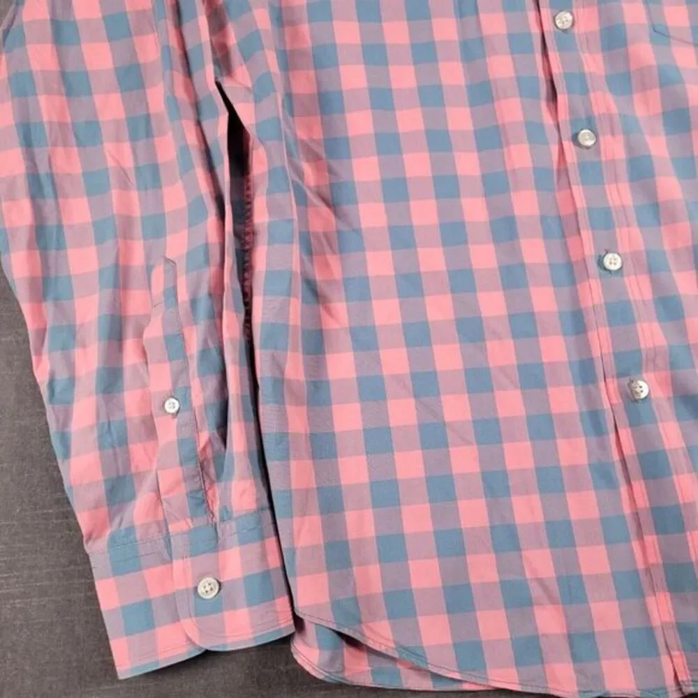 J Crew Vintage Pink Gray Plaid‎ Long Sleeve Button Up Shirt Mens Size Large